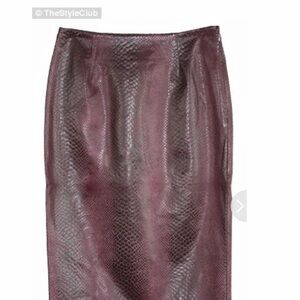 Olivaceous Maroon Snake Print Pencil Skirt